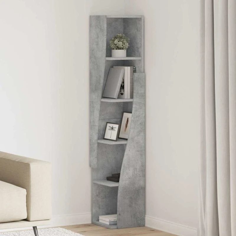 vidaXL Hjørneskab Beton Grå 27,5x27x140cm Konstrueret Træ