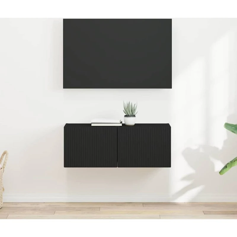 vidaXL TV vægskab 2 stk, Sort, 39 x 31 x 29,5 cm, Konstrueret træ
