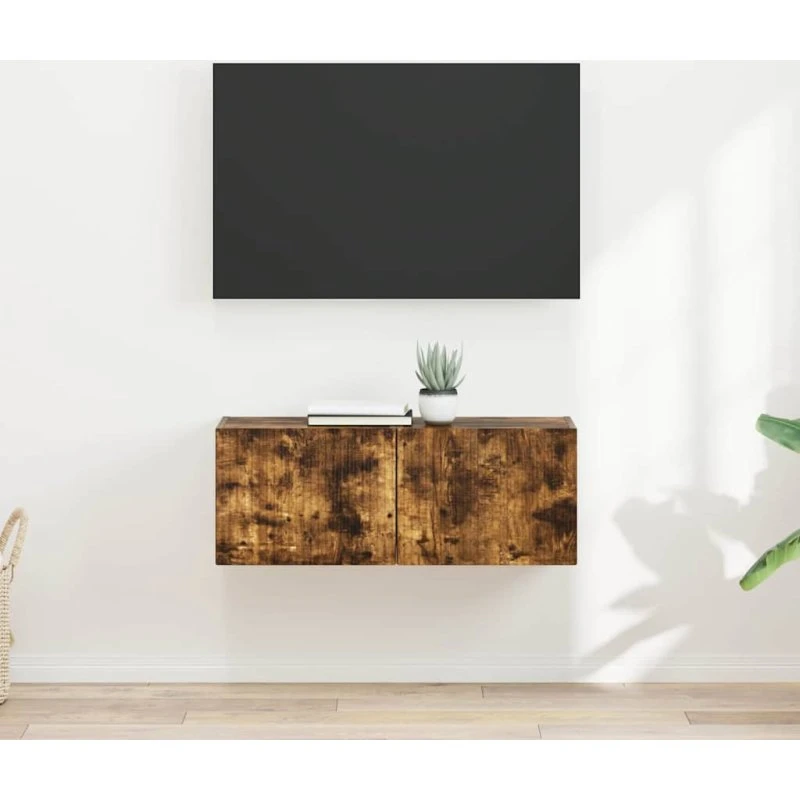 vidaXL TV vægskab 2 stk røget eg 39 x 31 x 29,5 cm konstrueret træ