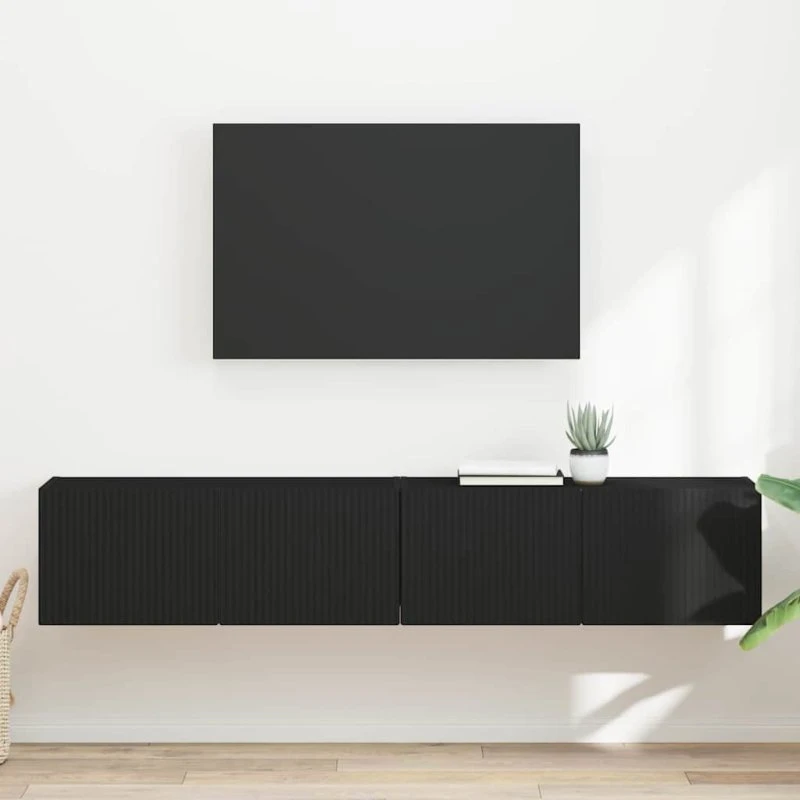 vidaXL TV vægskab 2 stk, Sort, 78,5 x 31 x 29,5 cm, Konstrueret træ