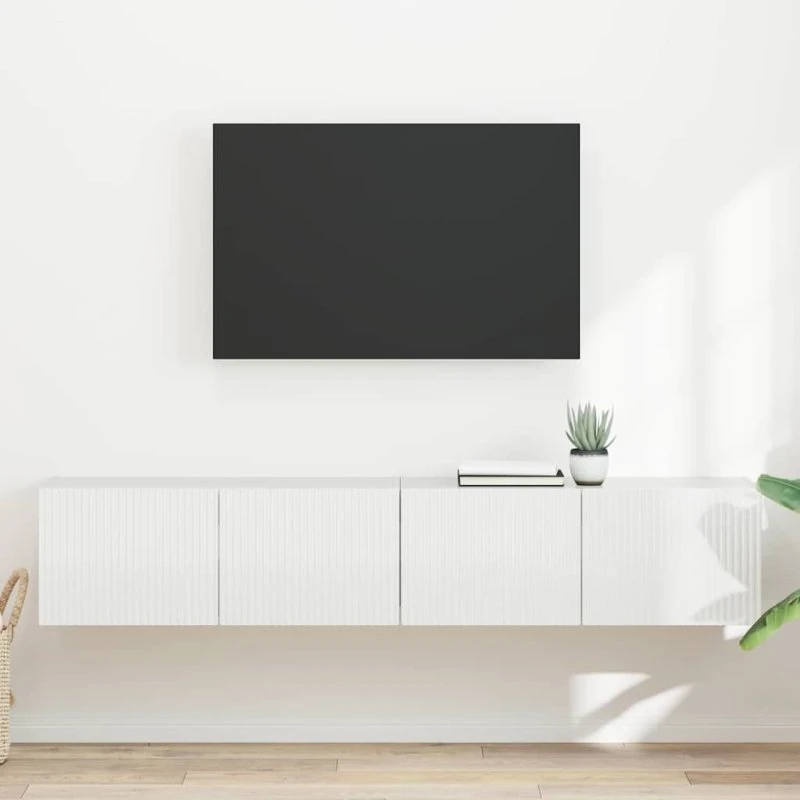 vidaXL TV vægskab 2 stk, Gloss Hvid, 78,5 x 31 x 29,5 cm, Konstrueret træ