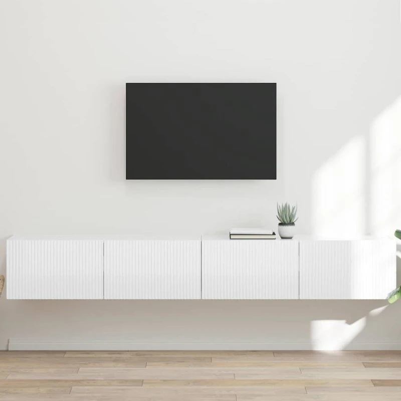 vidaXL TV vægskab 2 stk, Gloss Hvid, 98 x 31 x 29,5 cm, Konstrueret træ
