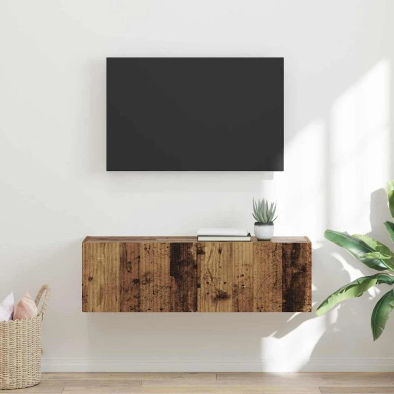 vidaXL TV vægskab Gammelt træ 98 x 31 x 29,5 cm