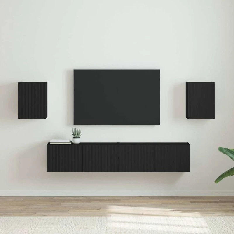 vidaXL TV-vægskab 2 stk, Sort, 30 x 31 x 40 cm, Konstrueret træ