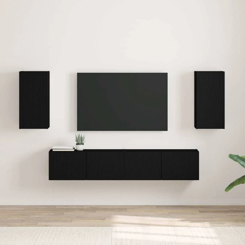 vidaXL TV-vægskab 2 stk, sort, 30 x 31 x 60 cm, konstrueret træ