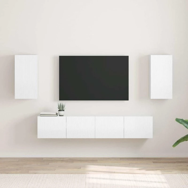 vidaXL TV-vægskab 2 stk, Gloss Hvid, 30 x 31 x 60 cm, Konstrueret Træ