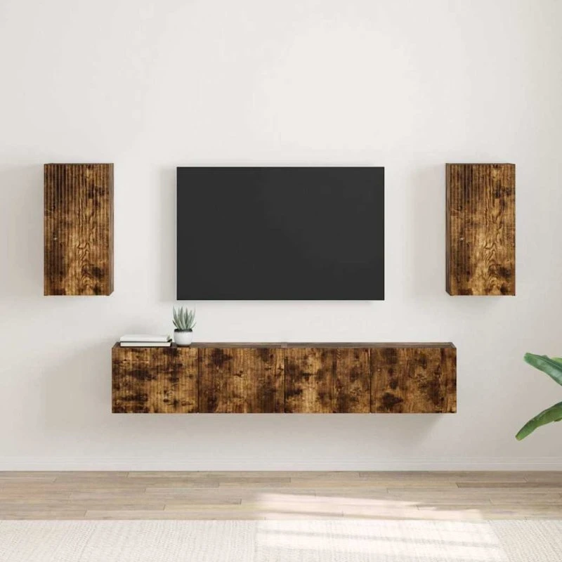 vidaXL TV vægskab 2 stk røget eg 30 x 31 x 60 cm konstrueret træ