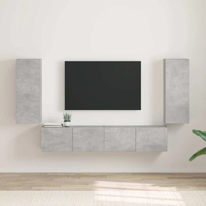 vidaXL TV-vægskab 2 stk, Beton, 30 x 31 x 80 cm, konstrueret træ