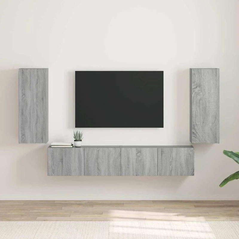 vidaXL TV-vægskab 2 stk Grå Sonoma 30 x 31 x 80 cm Konstrueret træ