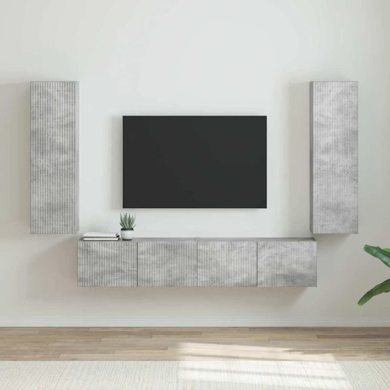 vidaXL TV-vægskab 2 stk, Beton, 30 x 31 x 100 cm, konstrueret træ