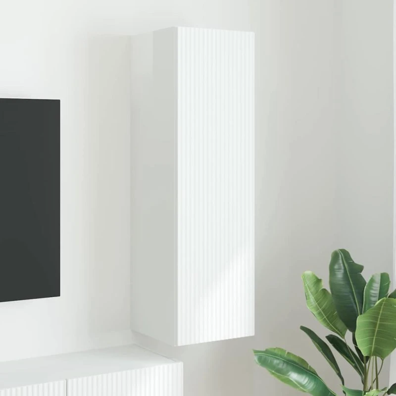 vidaXL TV-vægskab Gloss Hvid 30 x 31 x 100 cm Konstrueret Træ