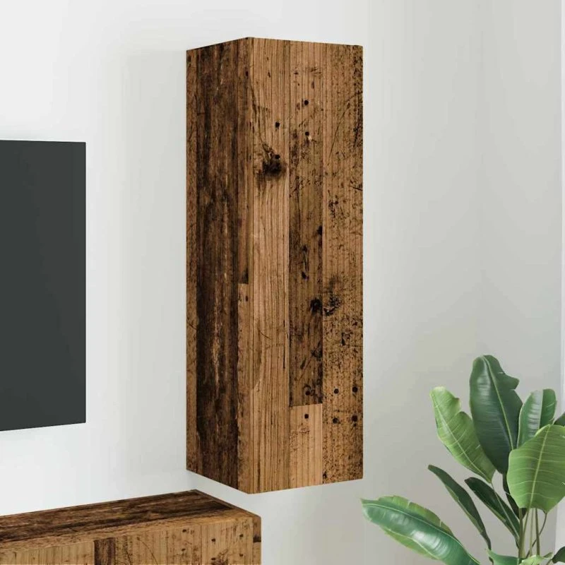 vidaXL TV-vægskab Gammelt Træ 30 x 31 x 100 cm