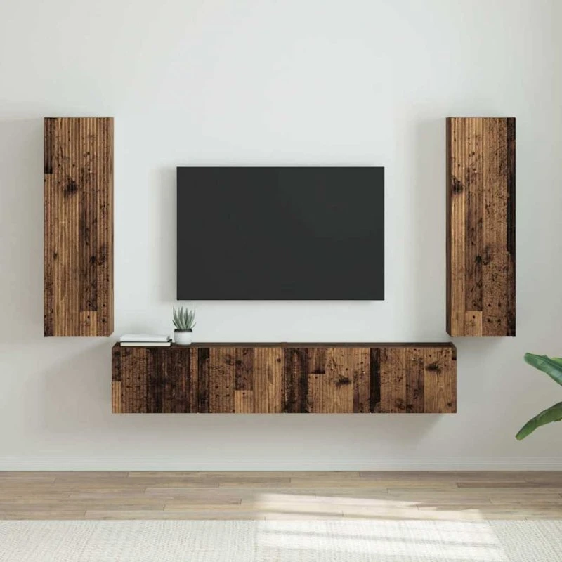 vidaXL TV-vægskab 2 stk, gammelt træ, 30 x 31 x 100 cm