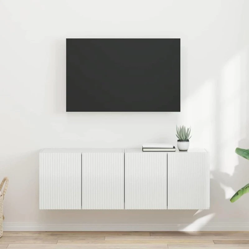 vidaXL TV-vægskab 2 stk, høj gloss hvid, 59,5 x 31 x 40 cm