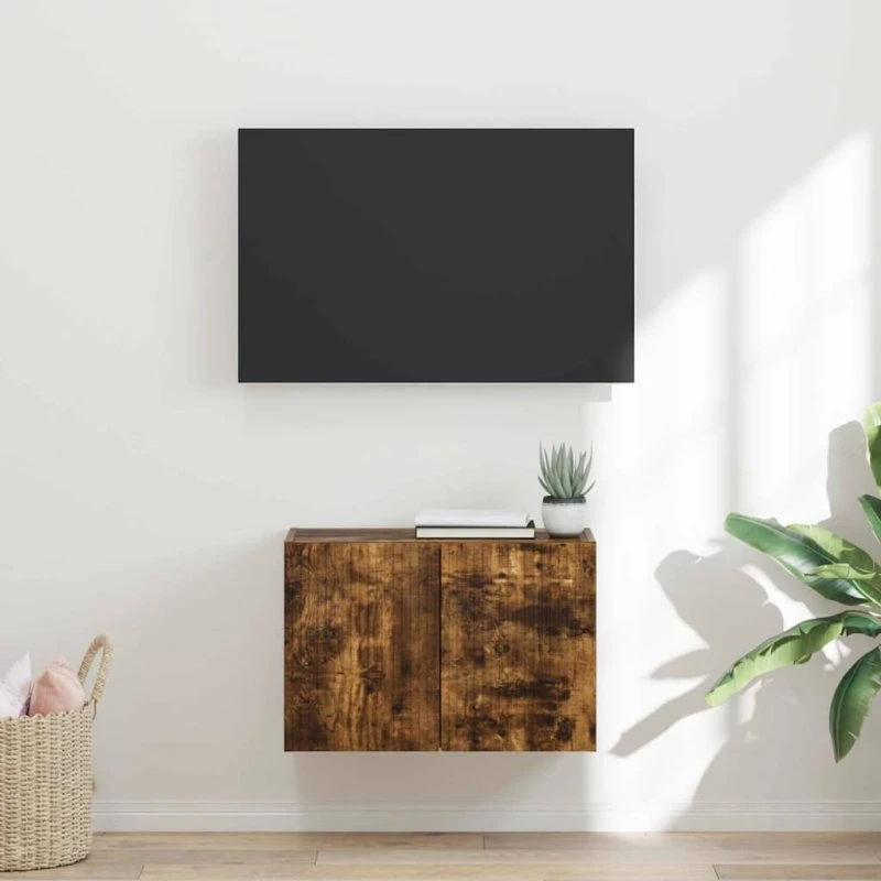 vidaXL TV-vægskab Røget eg 59,5 x 31 x 40 cm Konstrueret træ