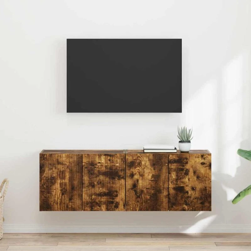 vidaXL TV-vægskab 2 stk, røget eg, 59,5 x 31 x 40 cm, konstrueret træ