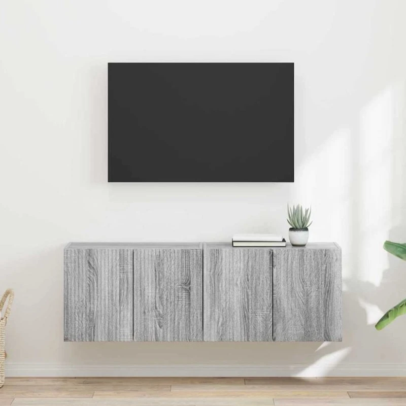vidaXL TV-vægskab 2 stk Grå Sonoma 59,5 x 31 x 40 cm Konstrueret træ