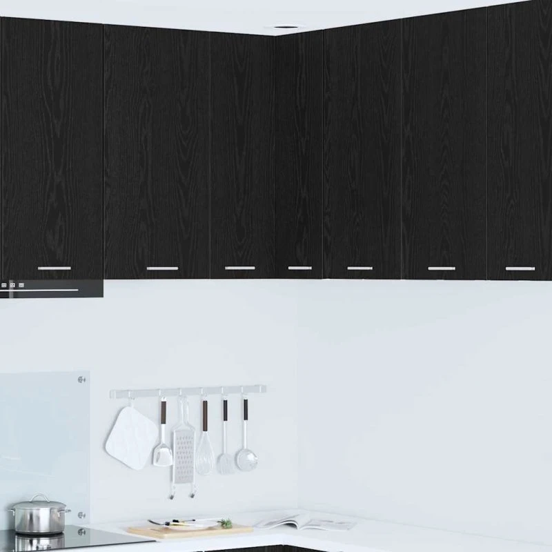 vidaXL Hængeskab Sort Eg og Hvid 57x57x80 cm Konstrueret Træ