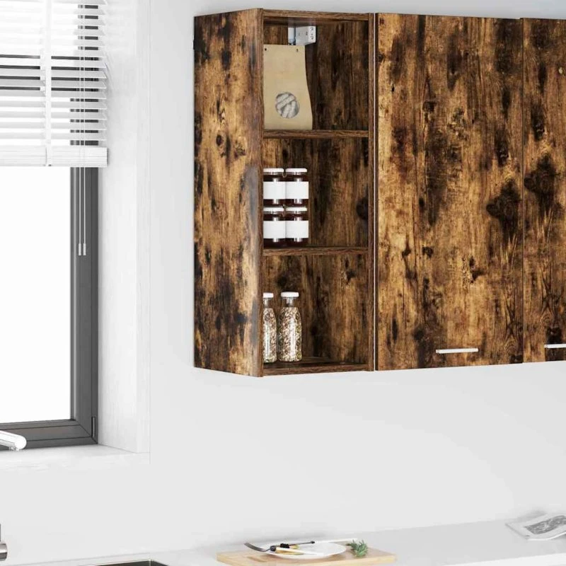 vidaXL Hængeskab Røget Eg 30x29,5x80 cm Konstrueret Træ