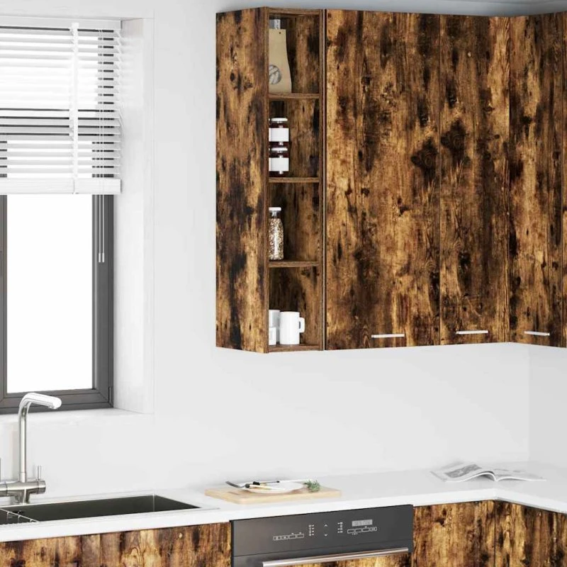vidaXL Hængeskab Røget Eg 20x29,5x100 cm Konstrueret Træ