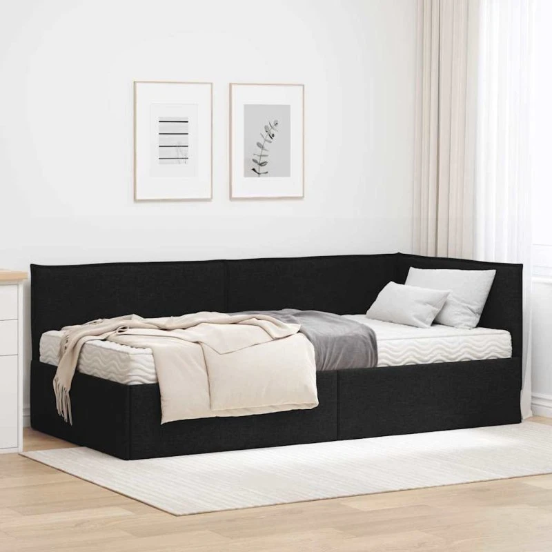 vidaXL Hjørnesengramme med Madras og Hovedgærde 2 stk Grøn Fløjl 100x200 cm