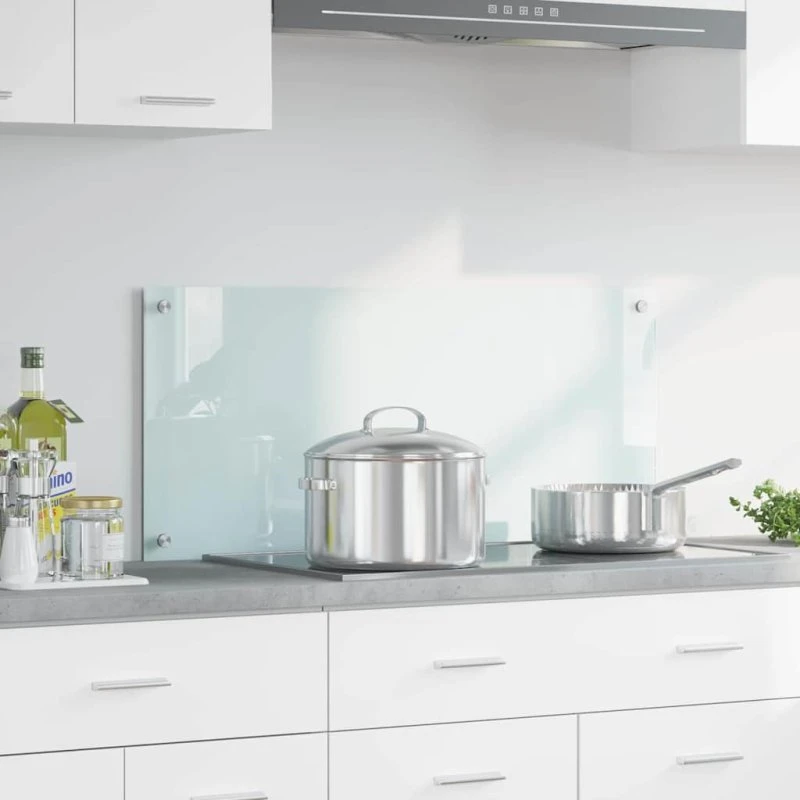 vidaXL Køkkenbacksplash Mælk 90 x 40 cm hærdet glas