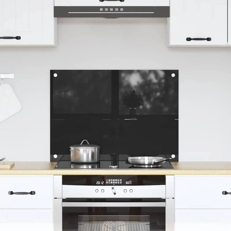 vidaXL Køkkenbacksplash Sort 70 x 50 cm hærdet glas