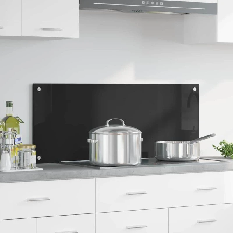 vidaXL Køkkenbacksplash Sort 100 x 40 cm hærdet glas