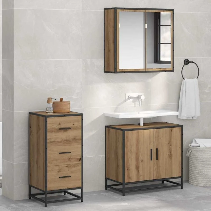 vidaXL Artisan Egetræ Sideboard 35,5 x 35 x 76 cm