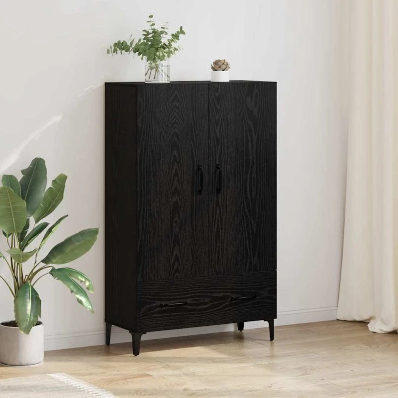 vidaXL Highboard Sort 70 x 31 x 115 cm, Ingeniørt Træ og Jern