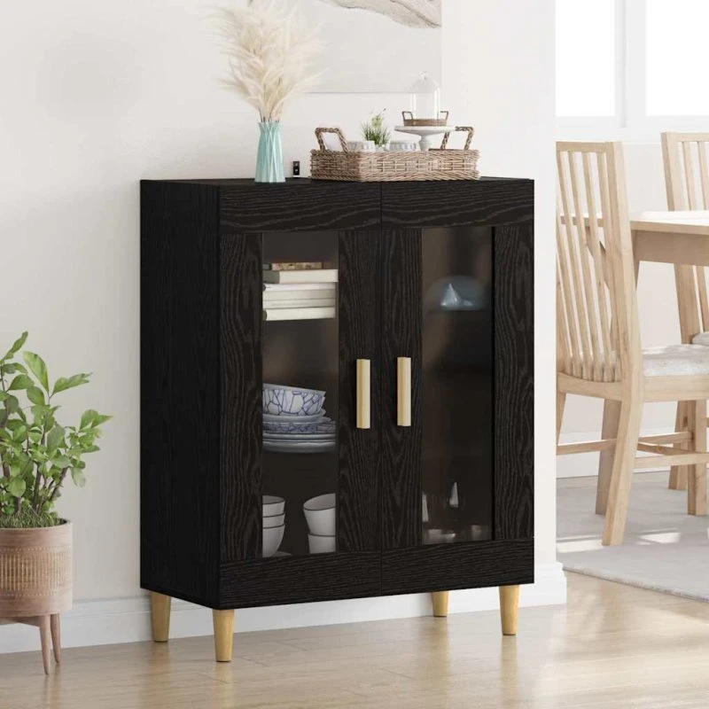 vidaXL Sideboard Sort 69,5 x 34 x 90 cm Konstrueret Træ