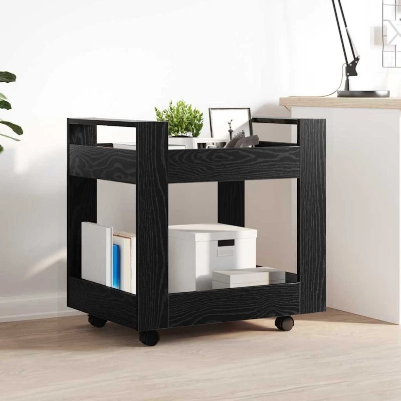 vidaXL Kontortrolley Sort 60 x 45 x 60 cm Konstrueret Træ
