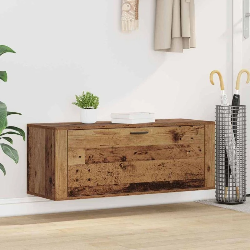 vidaXL Sko Skab med Hylde 100 x 35 x 38 cm, Gammelt Træ, Konstrueret Træ