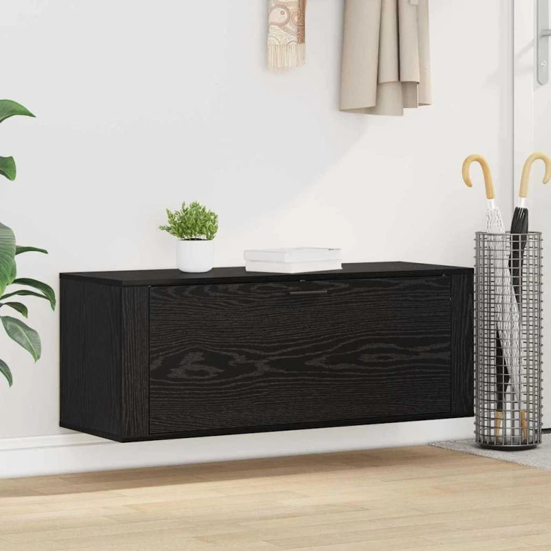 vidaXL Sko Skab med Hylde 100 x 35 x 38 cm Sort Konstrueret Træ