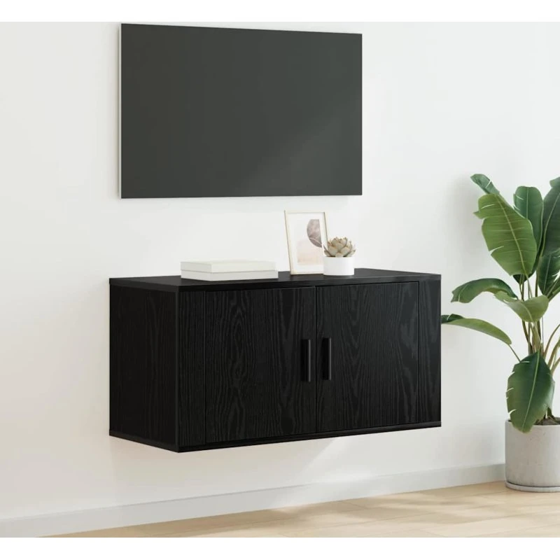 vidaXL Vægmonteret TV Skab Sort 80 x 34,5 x 40 cm Konstrueret Træ