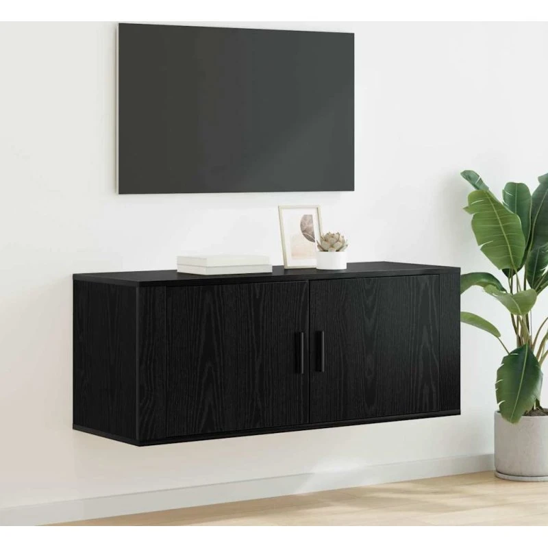 vidaXL Vægmonteret TV Skab Sort 100 x 34,5 x 40 cm Konstrueret Træ