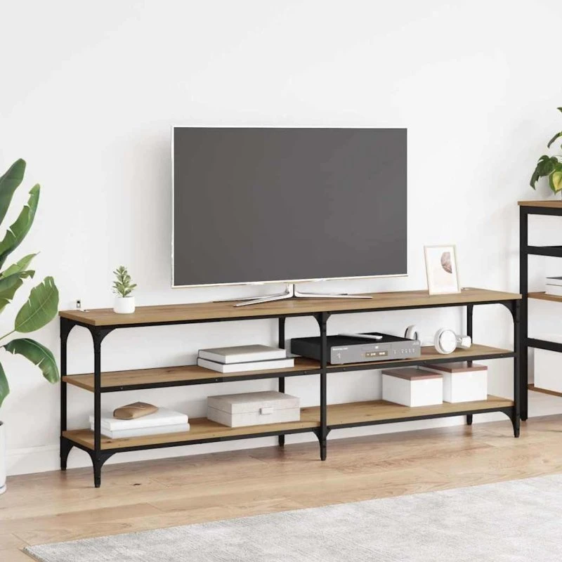 Artisan Egetræ TV-skab 160 x 30 x 50 cm med jerndetaljer