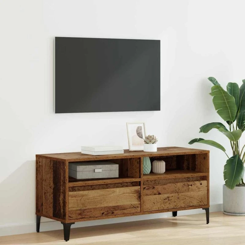 vidaXL TV-skab Gammelt træ 100 x 34,5 x 44,5 cm, træ og jern