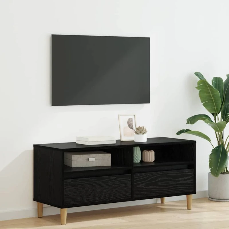 vidaXL TV-skab med skuffe, sort eg, 100 x 34,5 x 44,5 cm