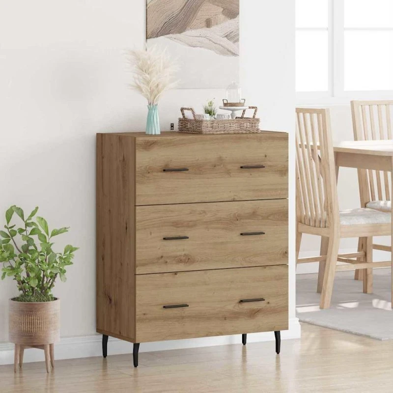 Artisan Egetræ Sidebord med Skuffe 69,5 x 34 x 90 cm