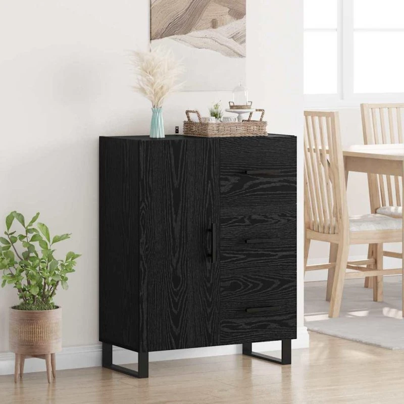 Ingeniørt Sort Sidebord 69,5 x 34 x 90 cm med Jern og Træ