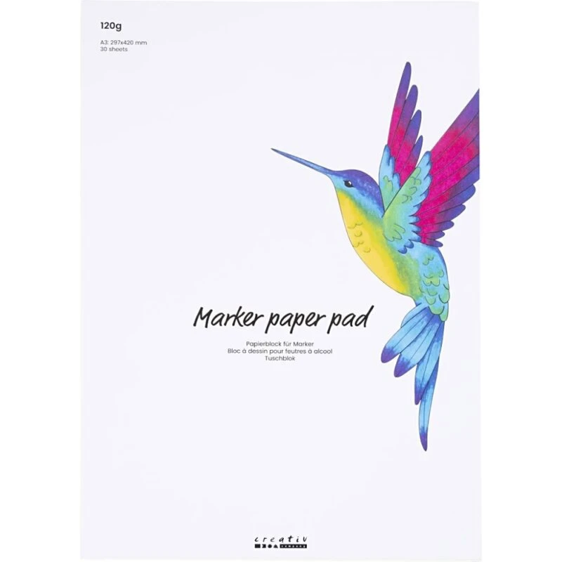 Tuschblok A3 120 g/m² - 30 ark, hvid (297x420 mm)