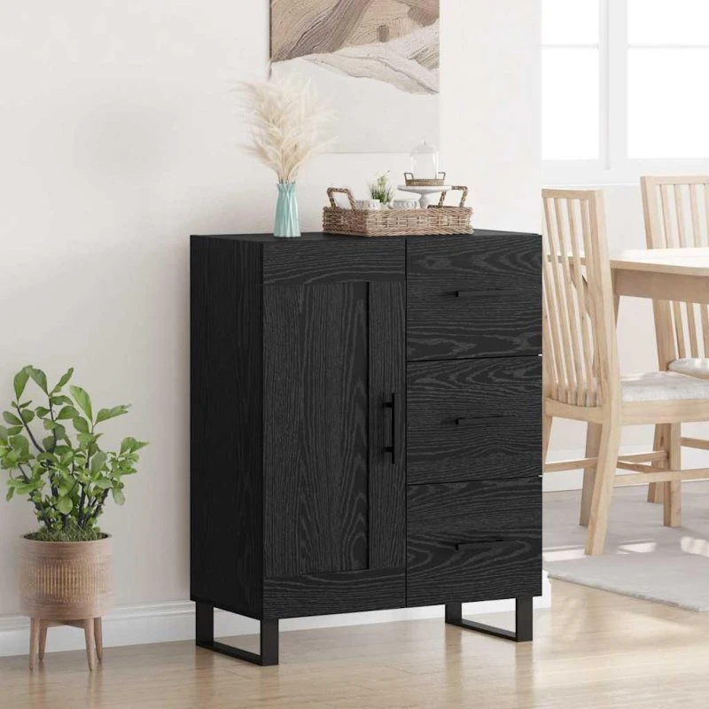 Ingeniørt Sort Sidebord 69,5 x 34 x 90 cm med Jern og Træ