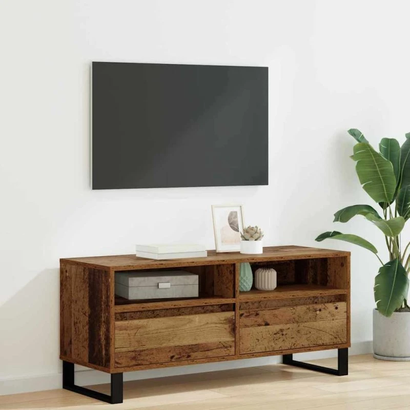 vidaXL TV-skab Gammelt træ 100 x 34,5 x 44,5 cm, ingeniørt træ og jern