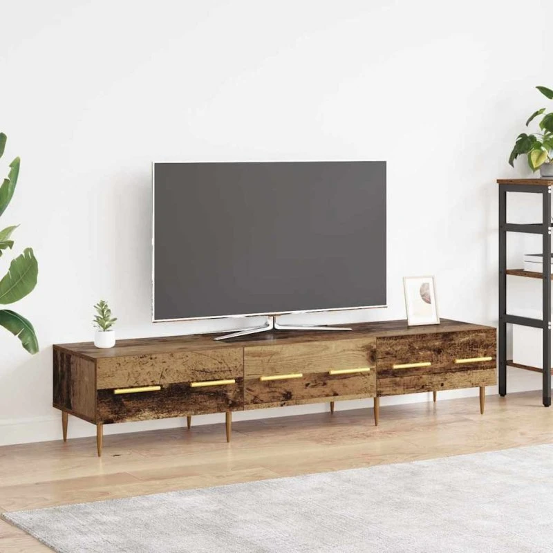 vidaXL TV-skab med skuffe, gammelt træ, 150 x 36 x 30 cm