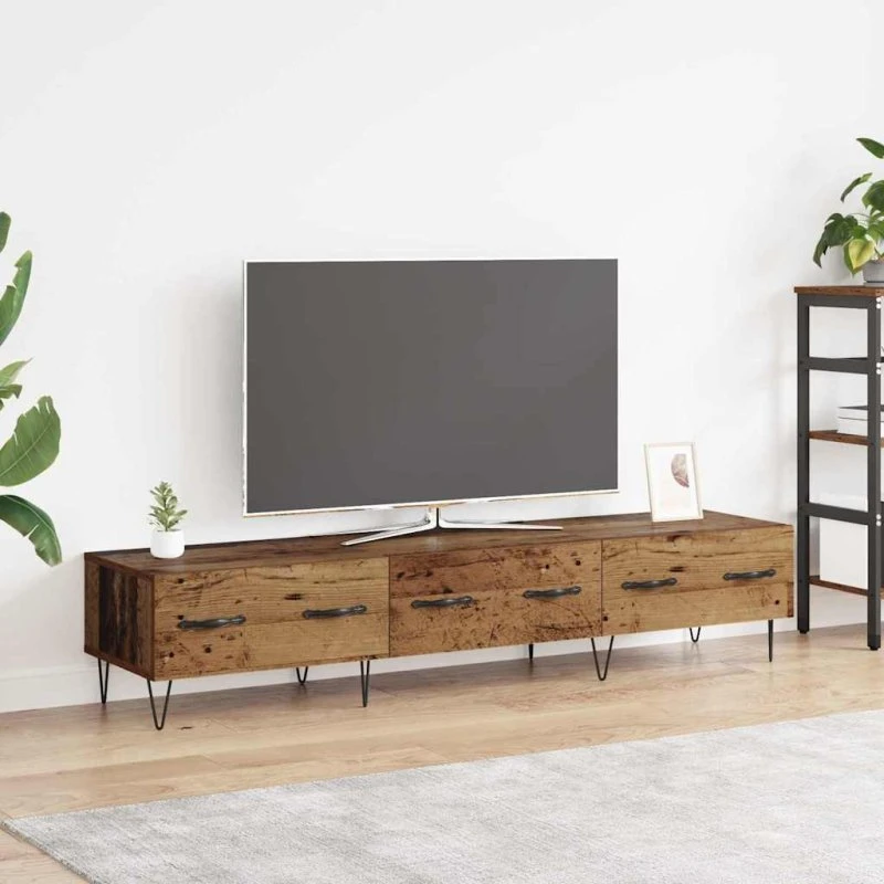 vidaXL TV-skab med skuffe, gammelt træ, 150 x 36 x 30 cm