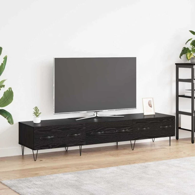 vidaXL TV-skab med skuffe, Sort, 150 x 36 x 30 cm, Konstrueret træ
