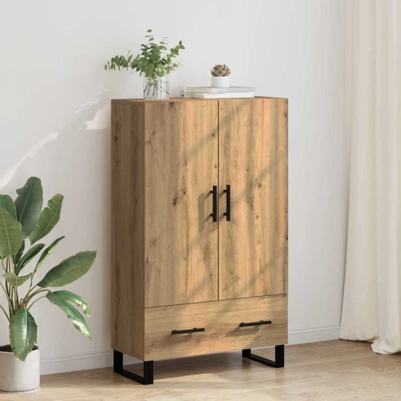 vidaXL Highboard Artisan Egetræ 69,5 x 30 x 115 cm