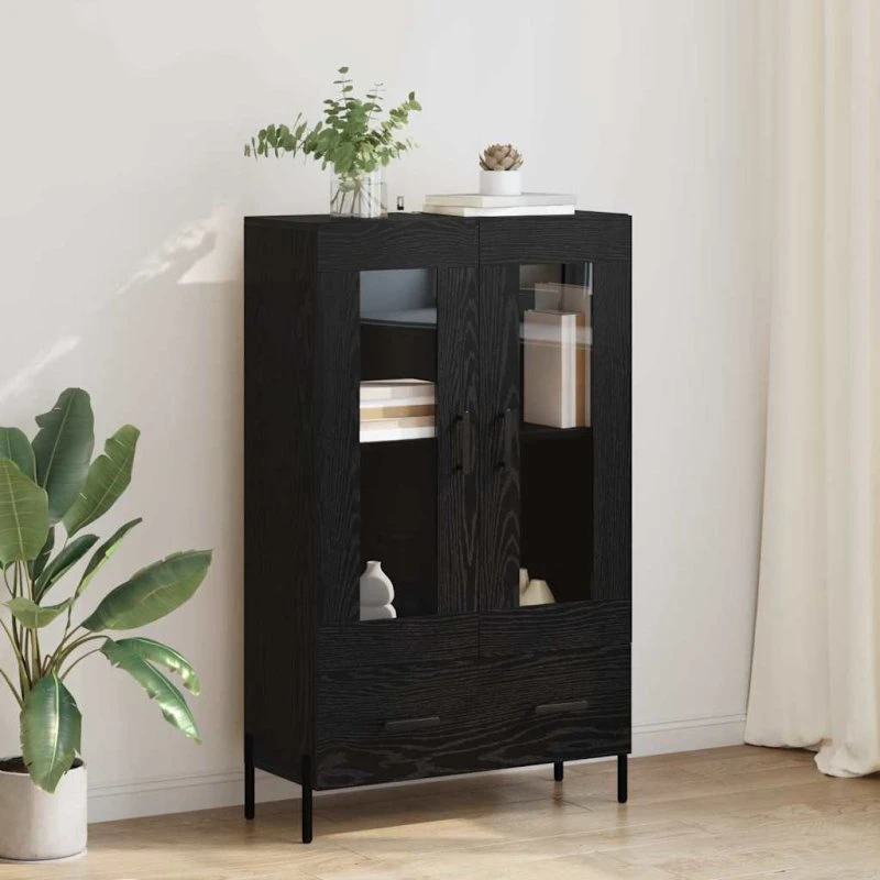 vidaXL Highboard Corona Sort, 69,5 x 31 x 115 cm, Konstrueret træ