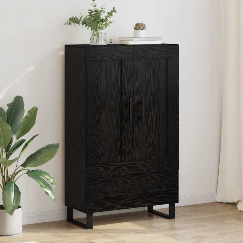 vidaXL Highboard med skuffe, Sort, 69,5 x 31 x 115 cm, Konstrueret træ